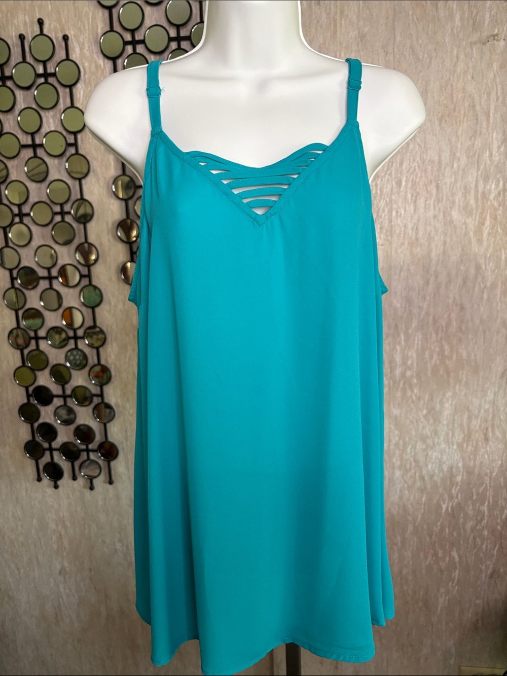 Torrid Teal Strappy V-Neck Swing Tank Top
